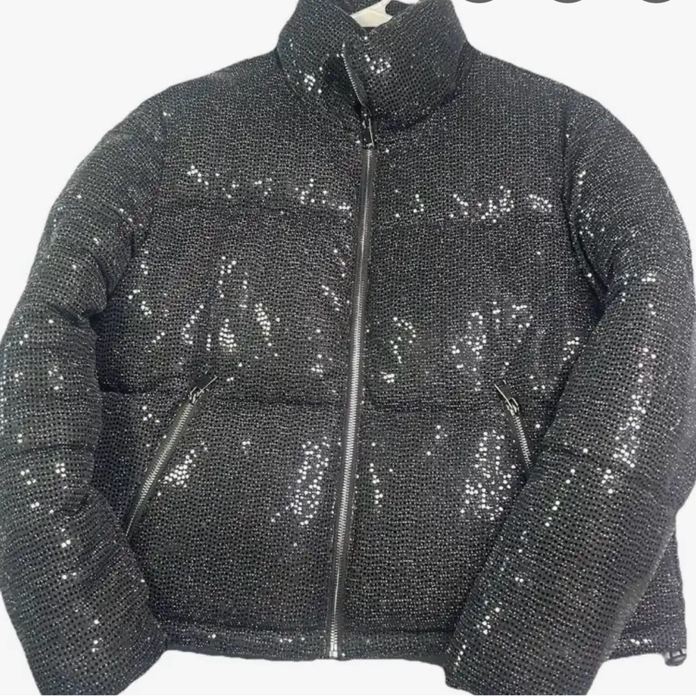 Baccini Black Sequin Puffer Jacket - image 4